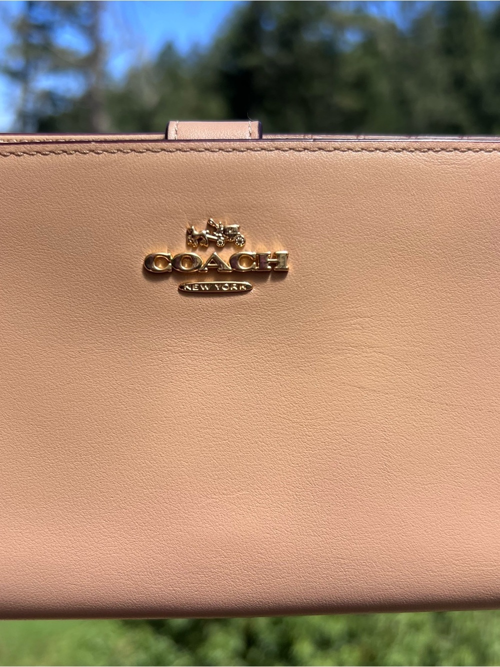 COACH Tan Leather Slim Wallet Credit Card Holder with Gold Hardware AUTHENTIC - Picture 9 of 13